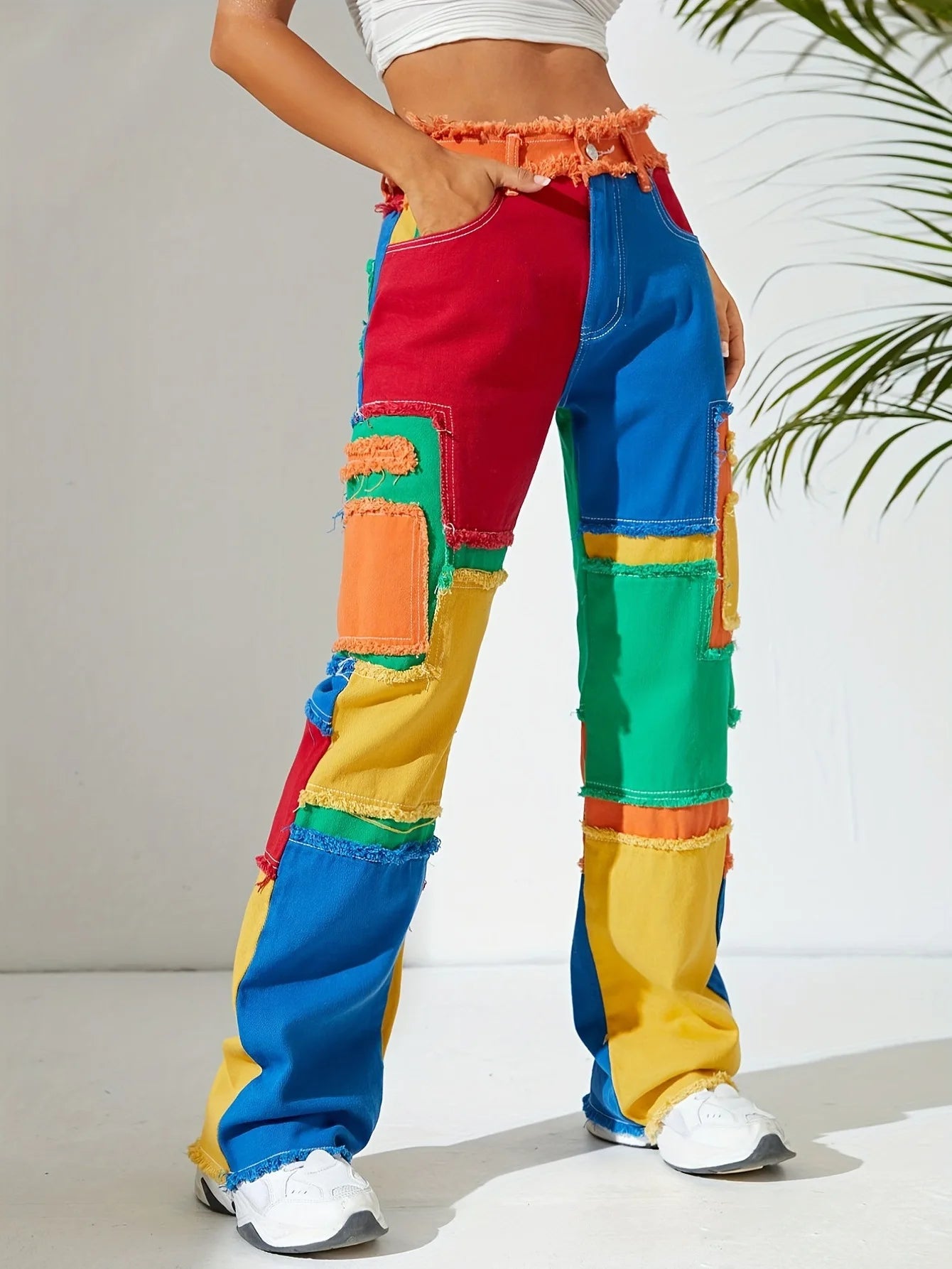 Vibrant Gen Z K-POP Streetwear Y2K Colorful Denim Jeans