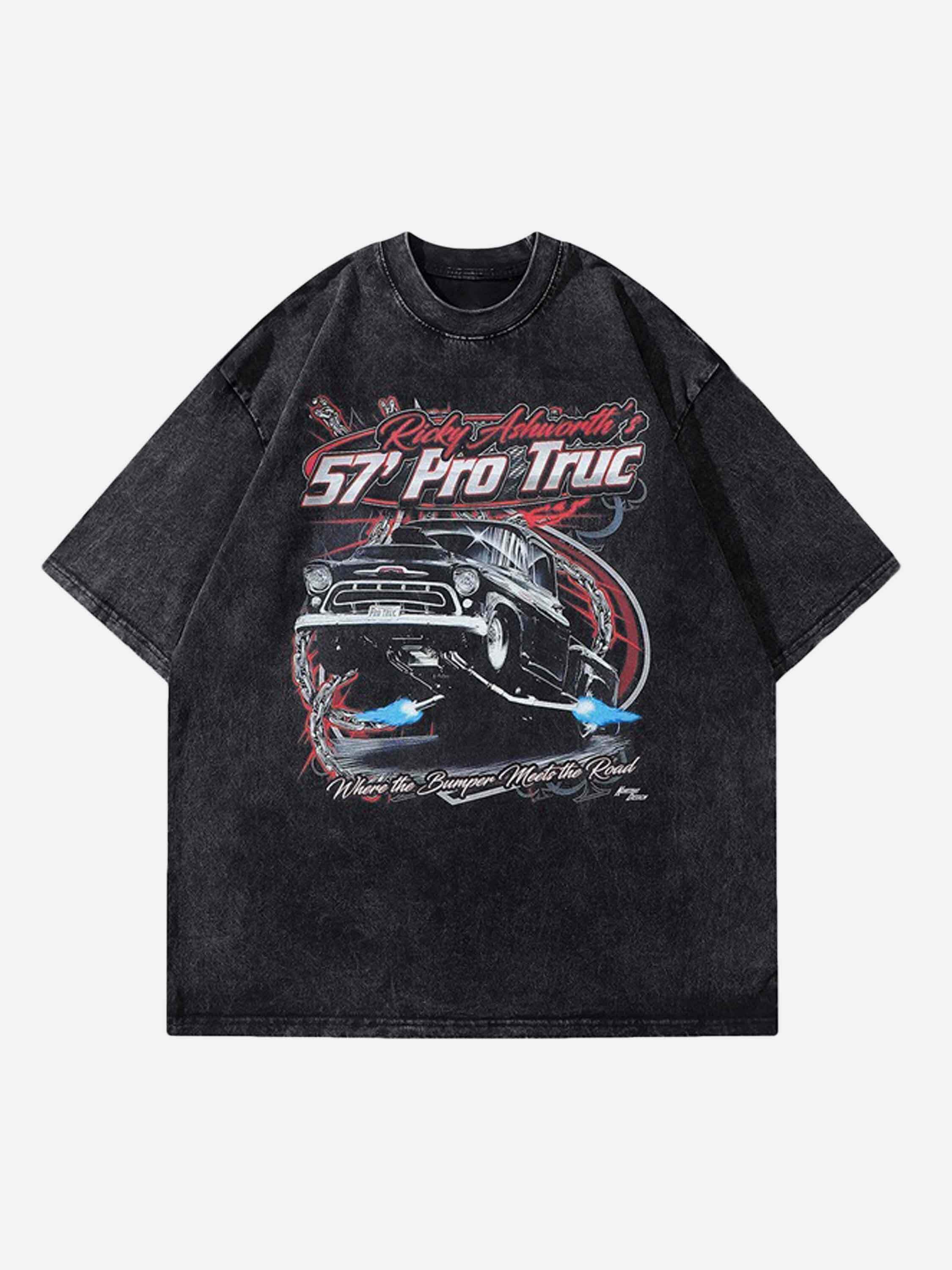 Vintage Car Print Heavyweight Short-sleeve Tee - Retro Style