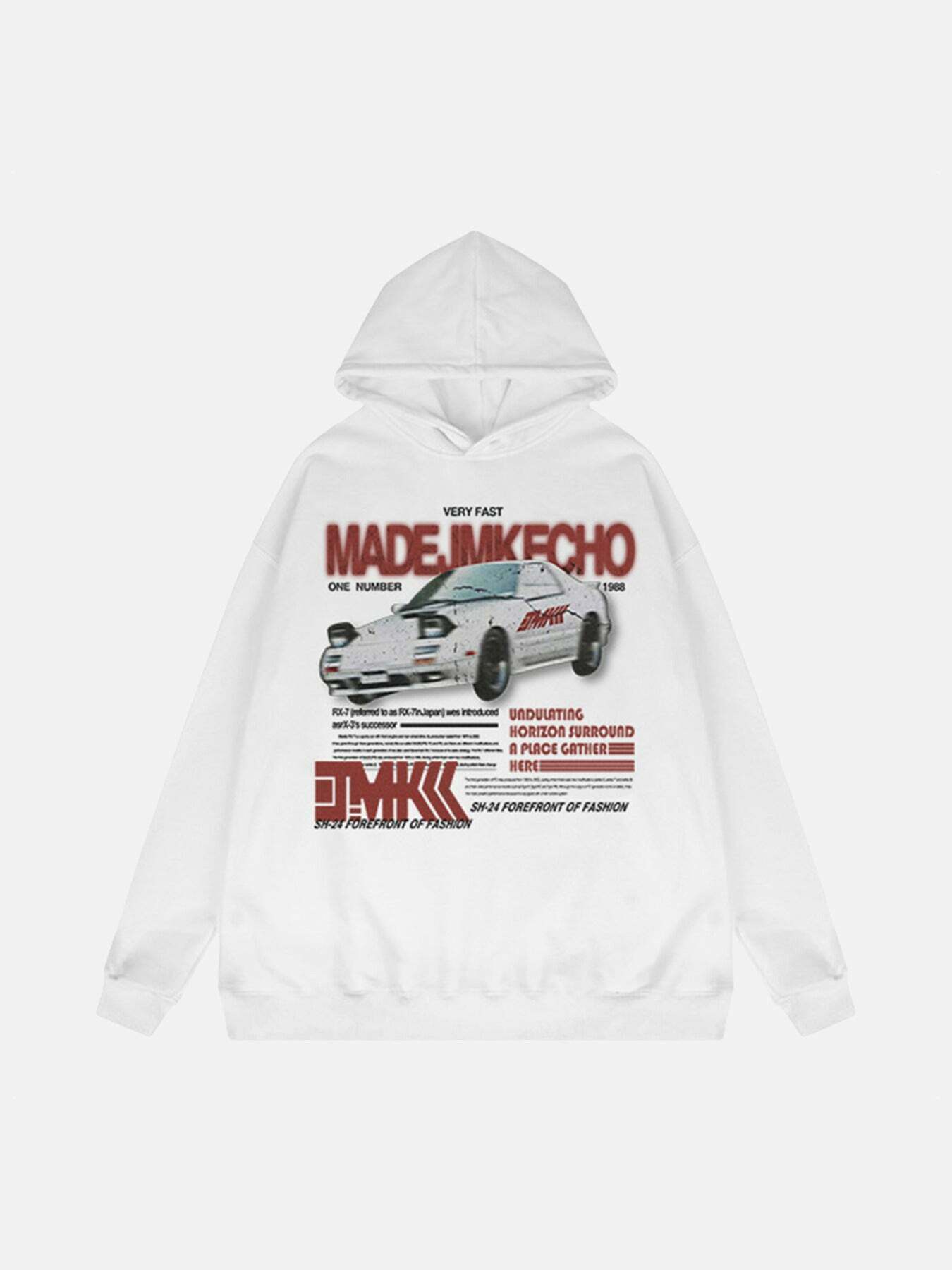 Vintage Car Print Monogram Sweatshirt for Gen Z Fashionistas