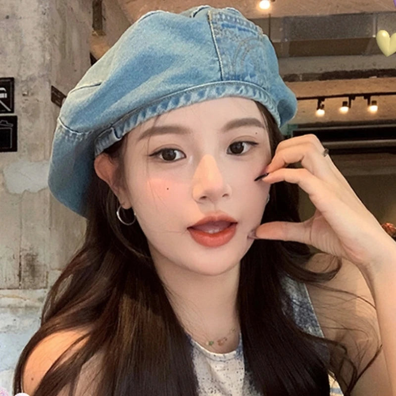 Vintage Denim Cap: Trendy Gen Z K-POP Streetwear Accessory