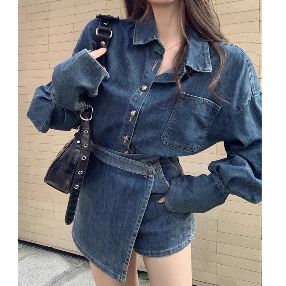 Vintage Denim Jacket with Unique Skirt Set for Gen Z Fashionistas