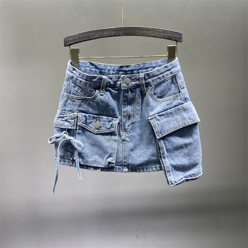 Vintage Denim Skirt: Gen Z K-POP Streetwear for Y2K Fashion