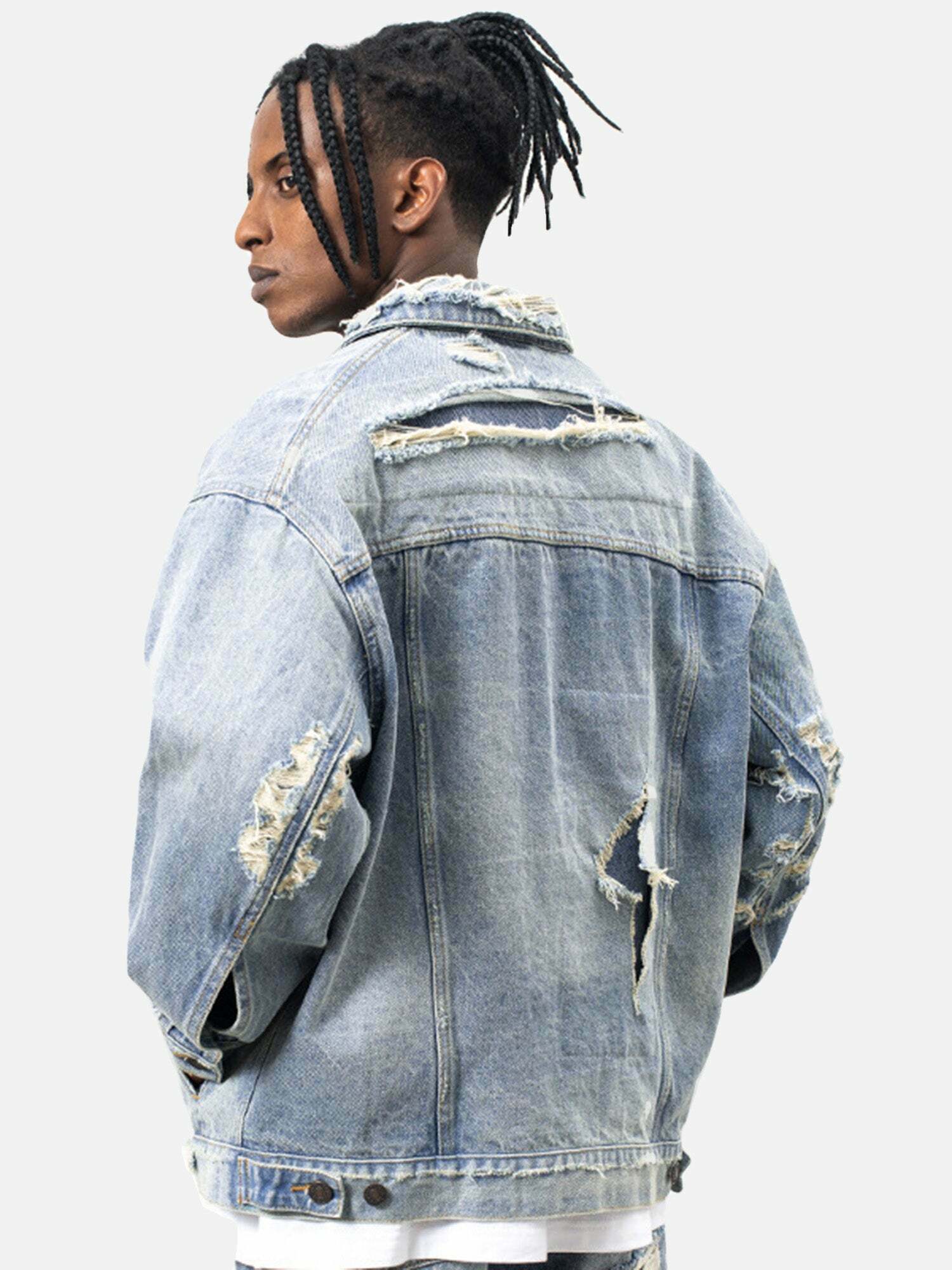 Vintage Distressed Denim Jacket for Gen Z Fashionistas