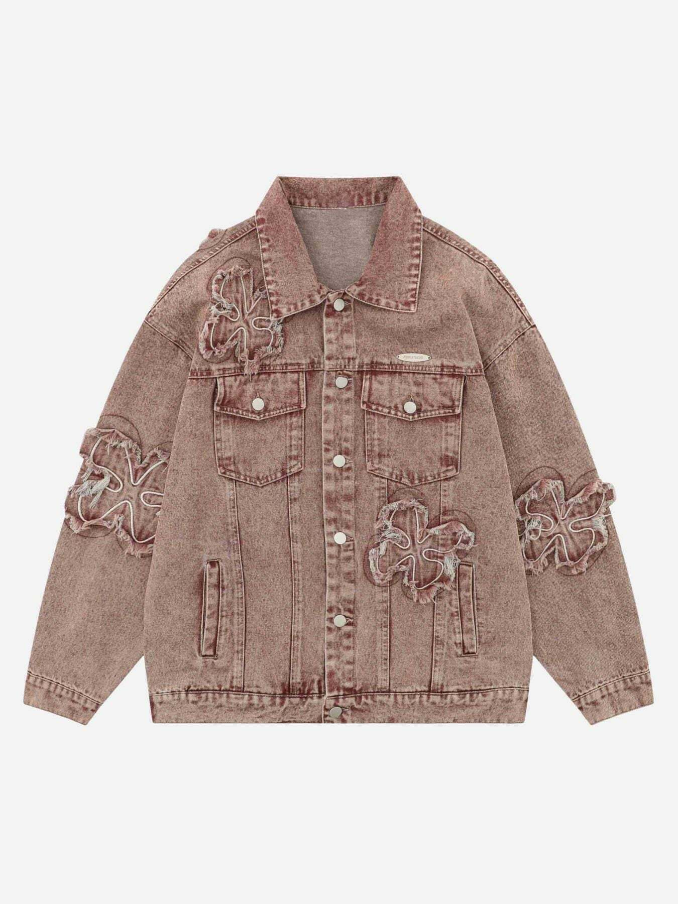 Vintage Floral Embroidered Denim Jacket for Gen Z Fashionistas