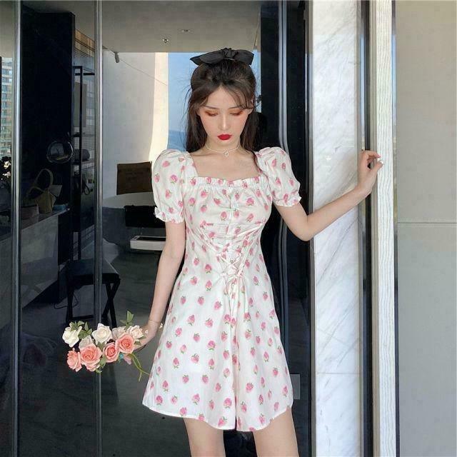 Vintage French Vanilla Berry Dress for Gen Z Streetwear & K-POP Fashion