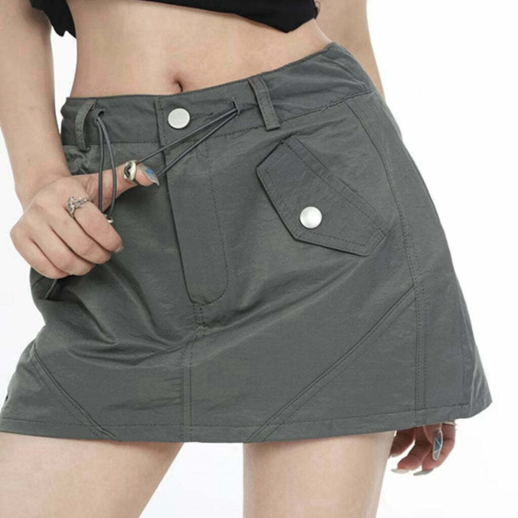 Vintage High-Waist A-Line Skirt for Gen Z K-POP Streetwear