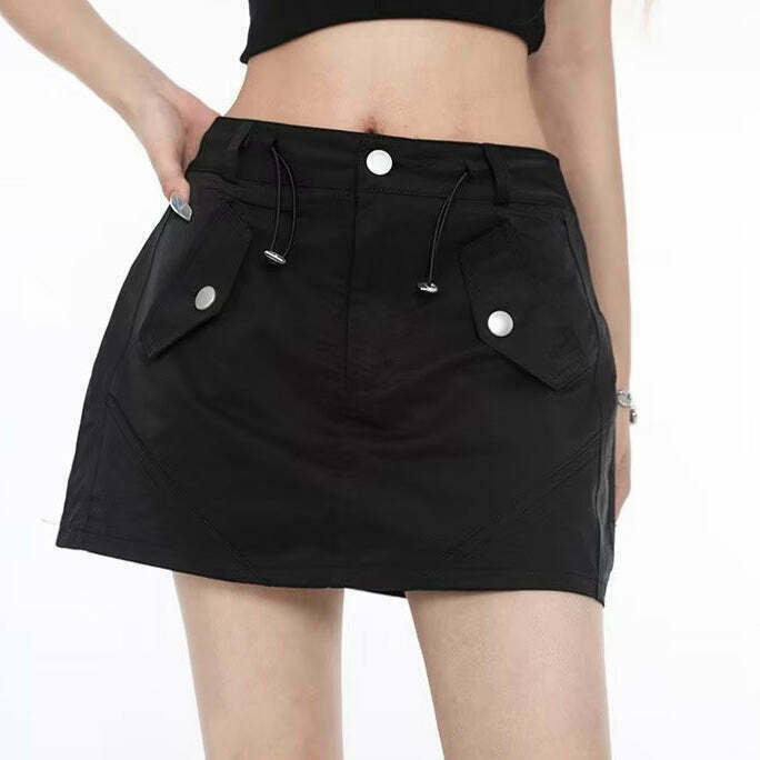 Vintage High-Waist A-Line Skirt for Gen Z K-POP Streetwear