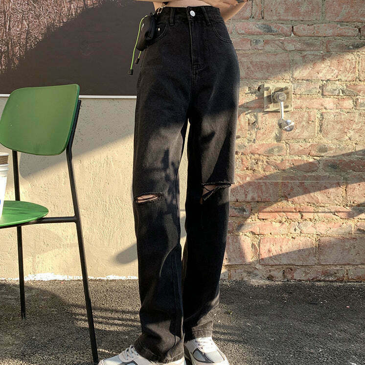 Vintage High-Waist Straight-Leg Jeans for Gen Z Fashionistas