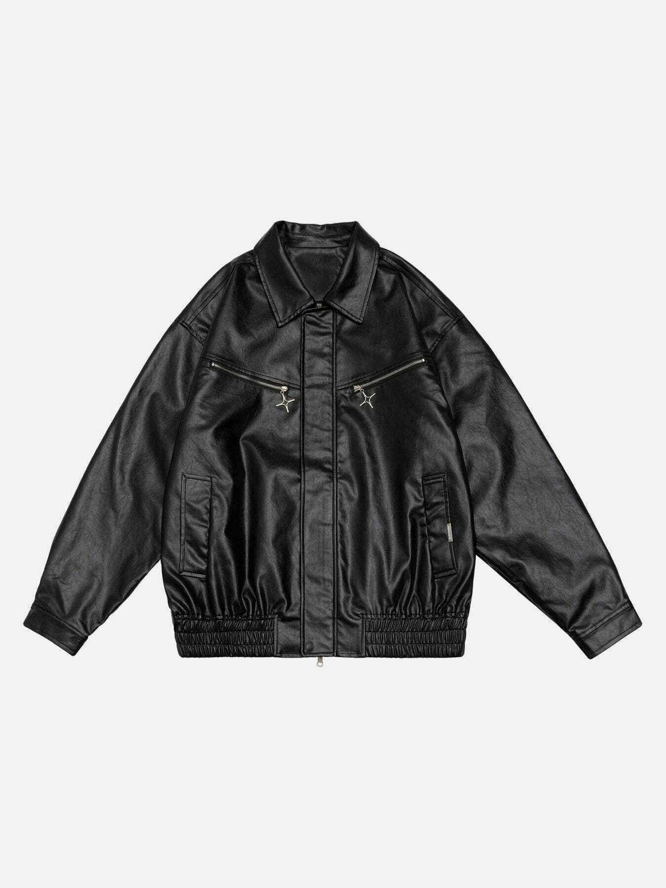 Vintage-Inspired Embroidered Leather Jacket for Gen Z Fashionistas