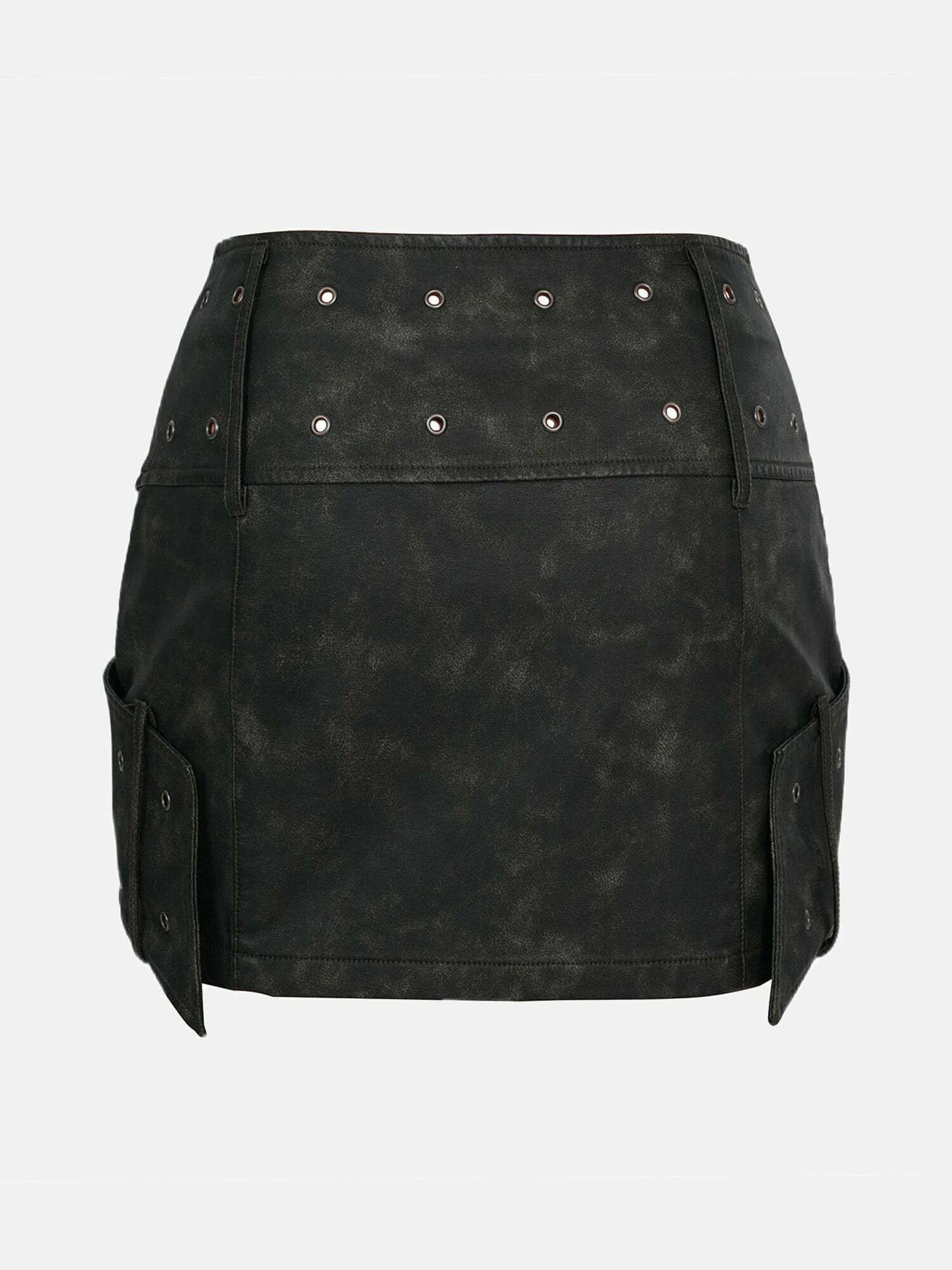 Vintage Metal Buckle Leather Skirt for Gen Z K-POP Streetwear