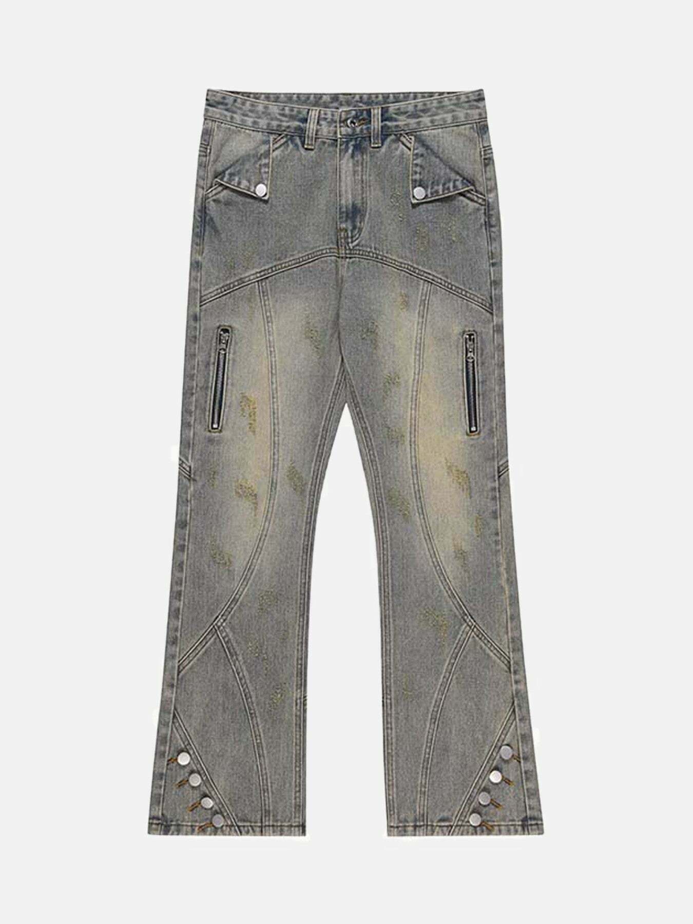 Vintage Patchwork Distressed Denim Jeans for Gen Z Streetwear Fashion