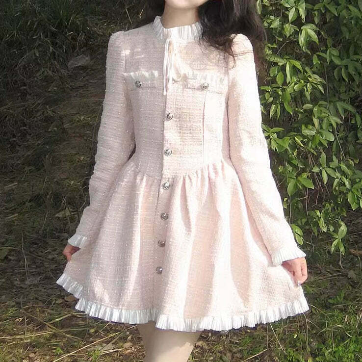 Vintage Pink Lace Patchwork Dress for Gen Z Fashionistas