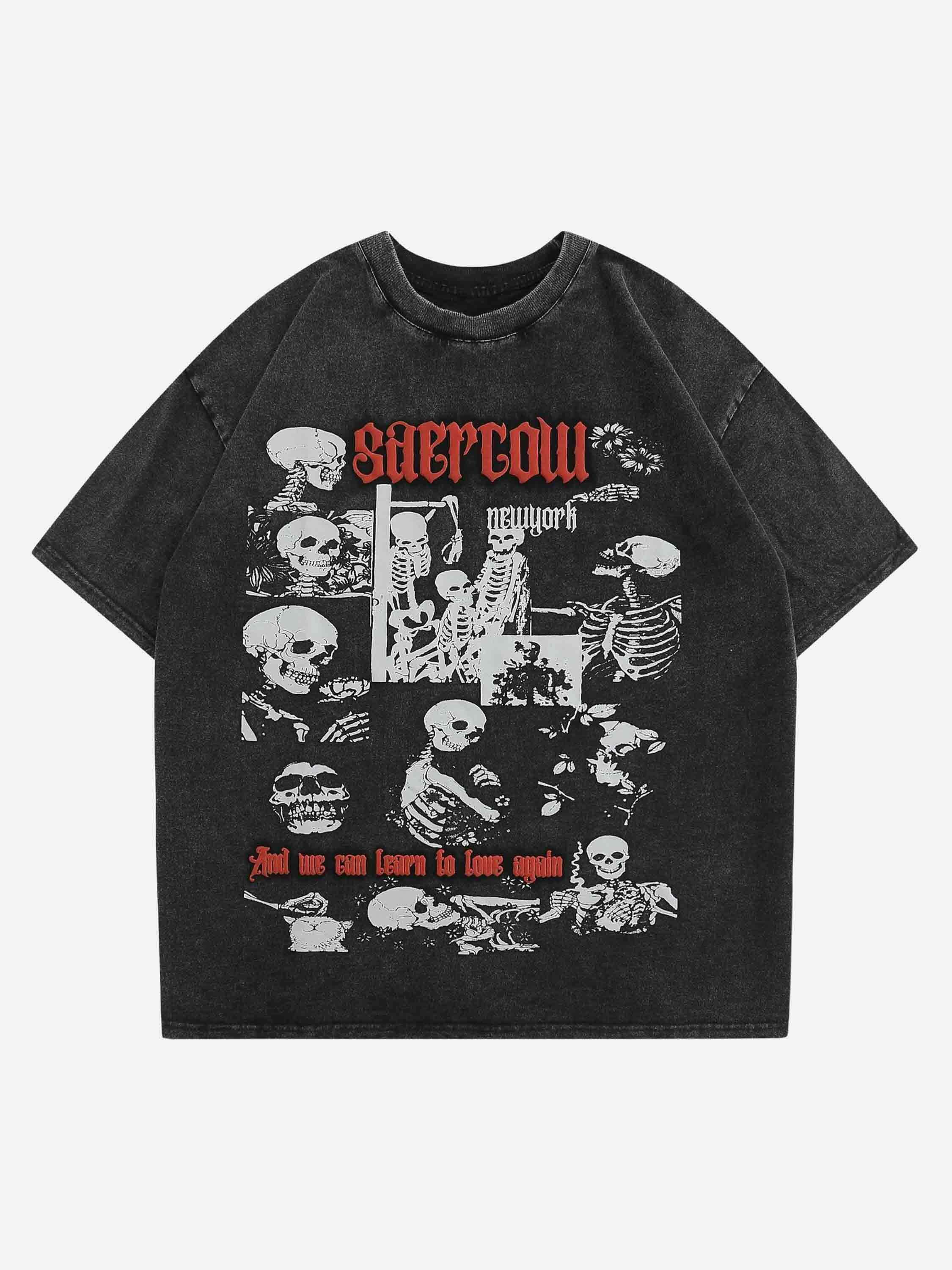 Vintage Skeleton Graphic Tee - Retro Streetwear for Gen Z