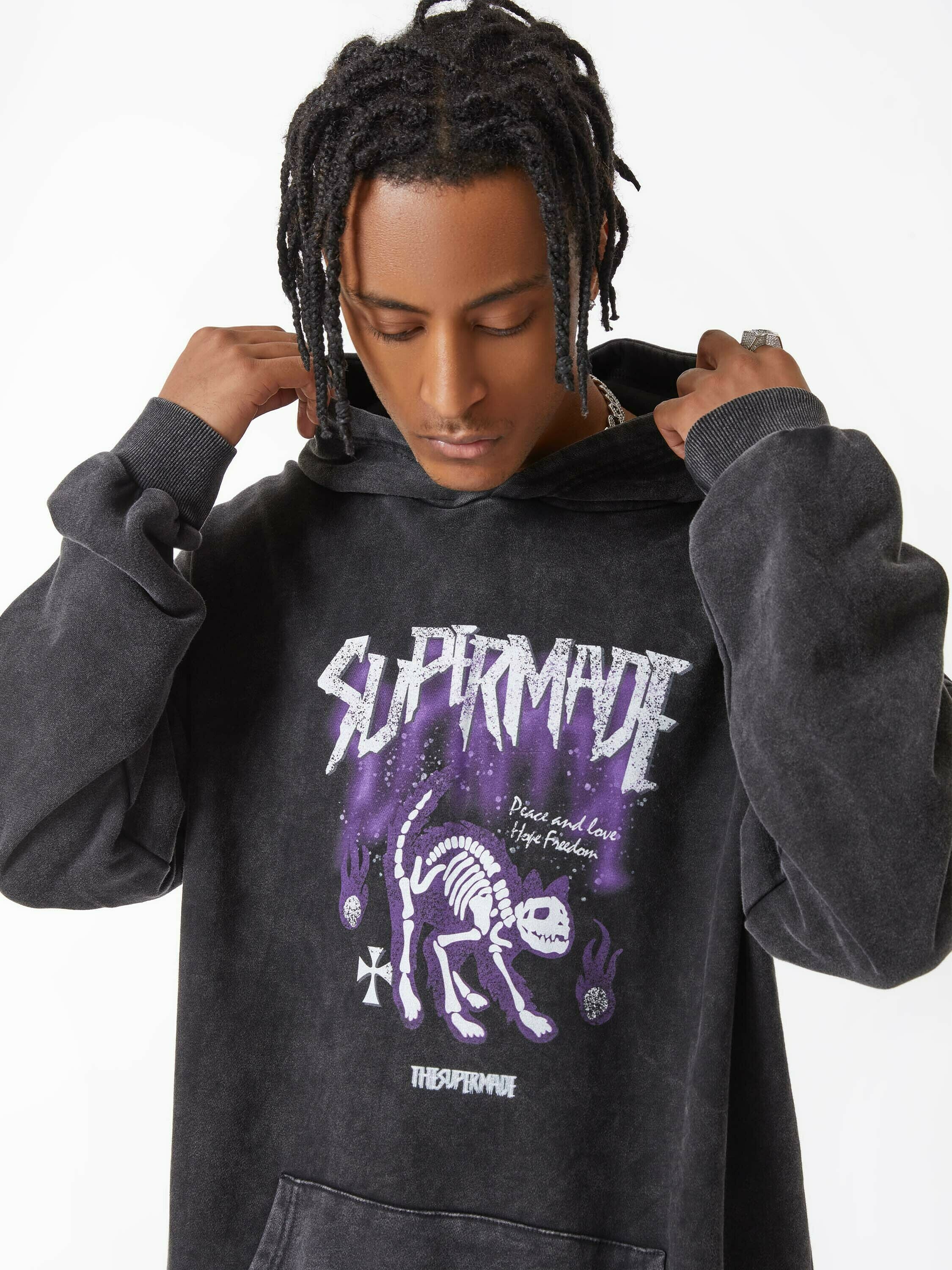 Vintage Skull Cat Hoodie | Retro Washed Streetwear for Gen Z