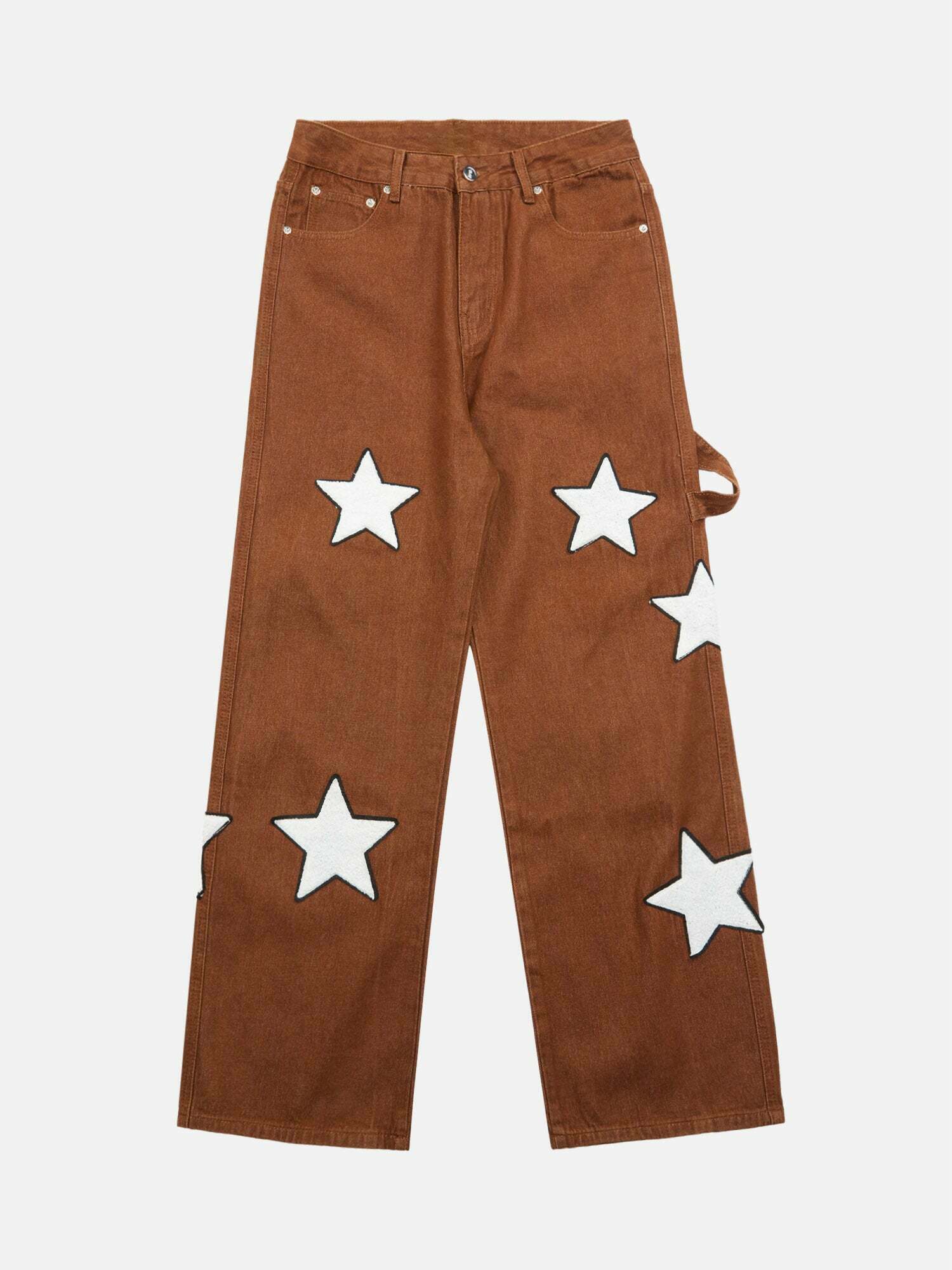 Vintage Style Five-pointed Star Embroidered Jeans for Gen Z Fashion Enthusiasts