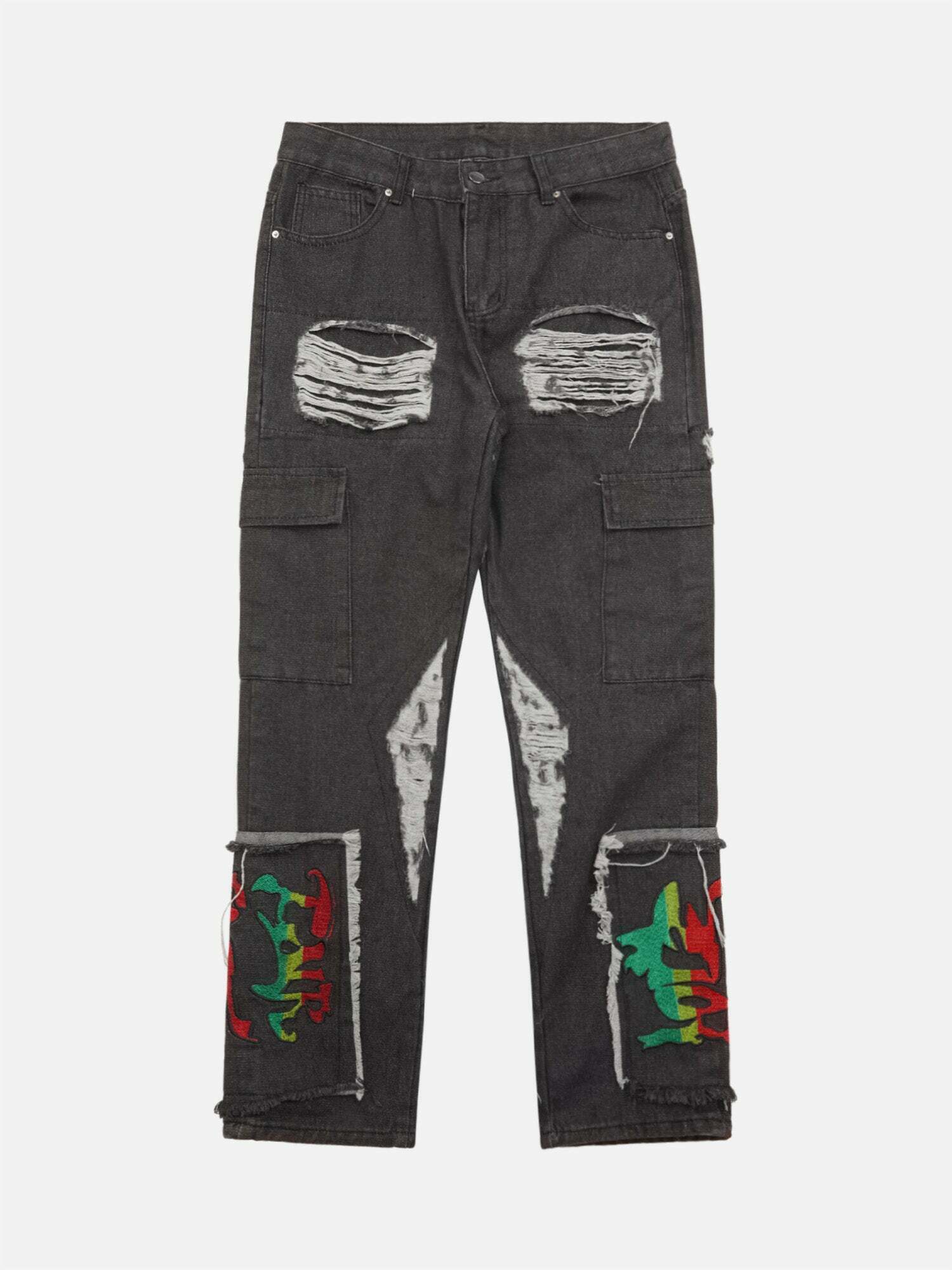 Vintage Style Hip Hop Embroidered Jeans for Gen Z Fashionistas