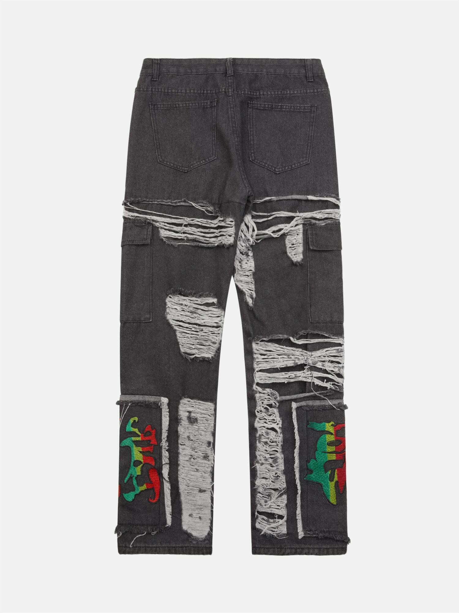 Vintage Style Hip Hop Embroidered Jeans for Gen Z Fashionistas