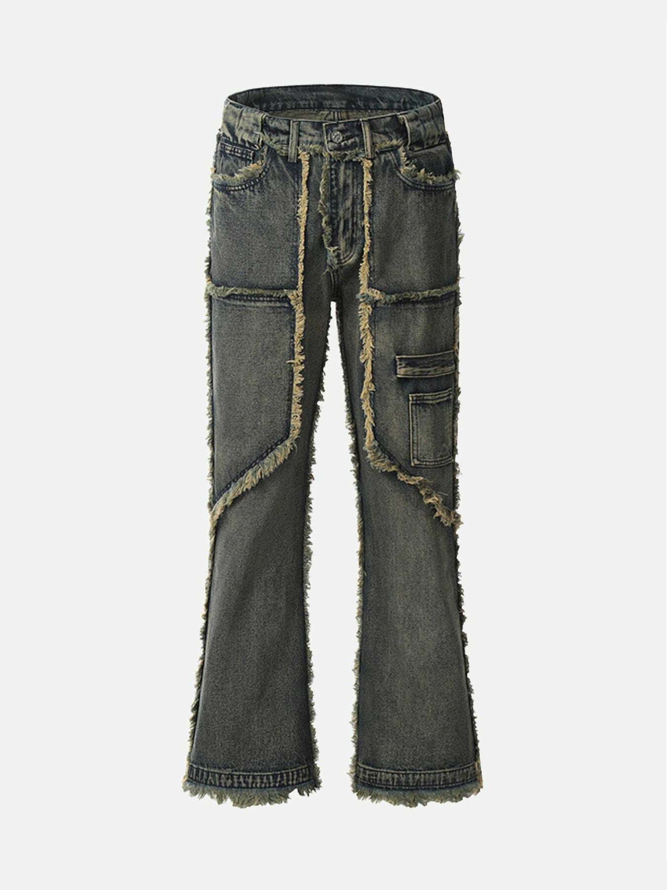 Vintage Style Raw Hem Flare Jeans for Gen Z Fashionistas