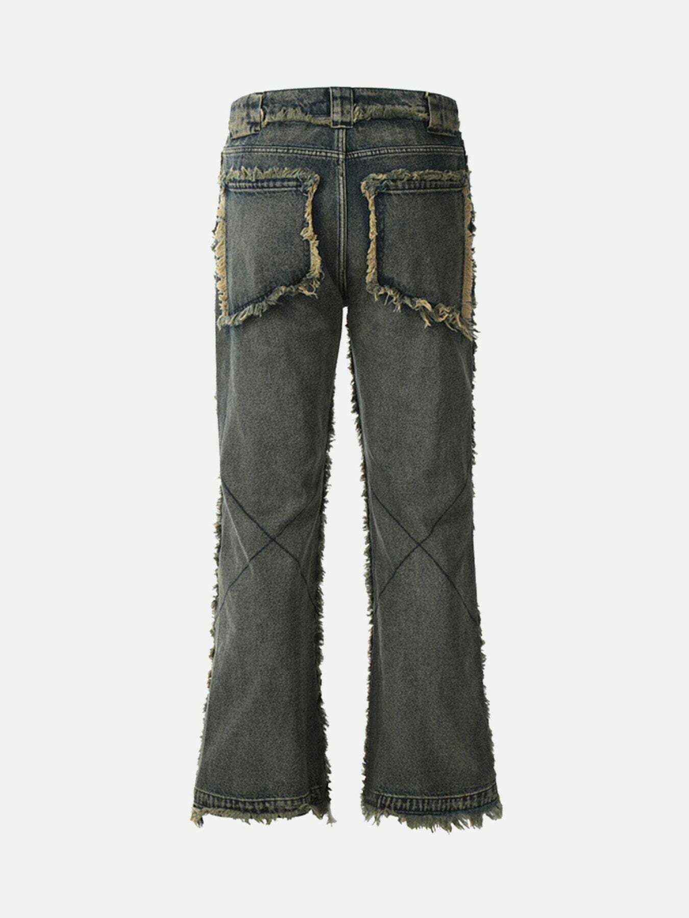 Vintage Style Raw Hem Flare Jeans for Gen Z Fashionistas