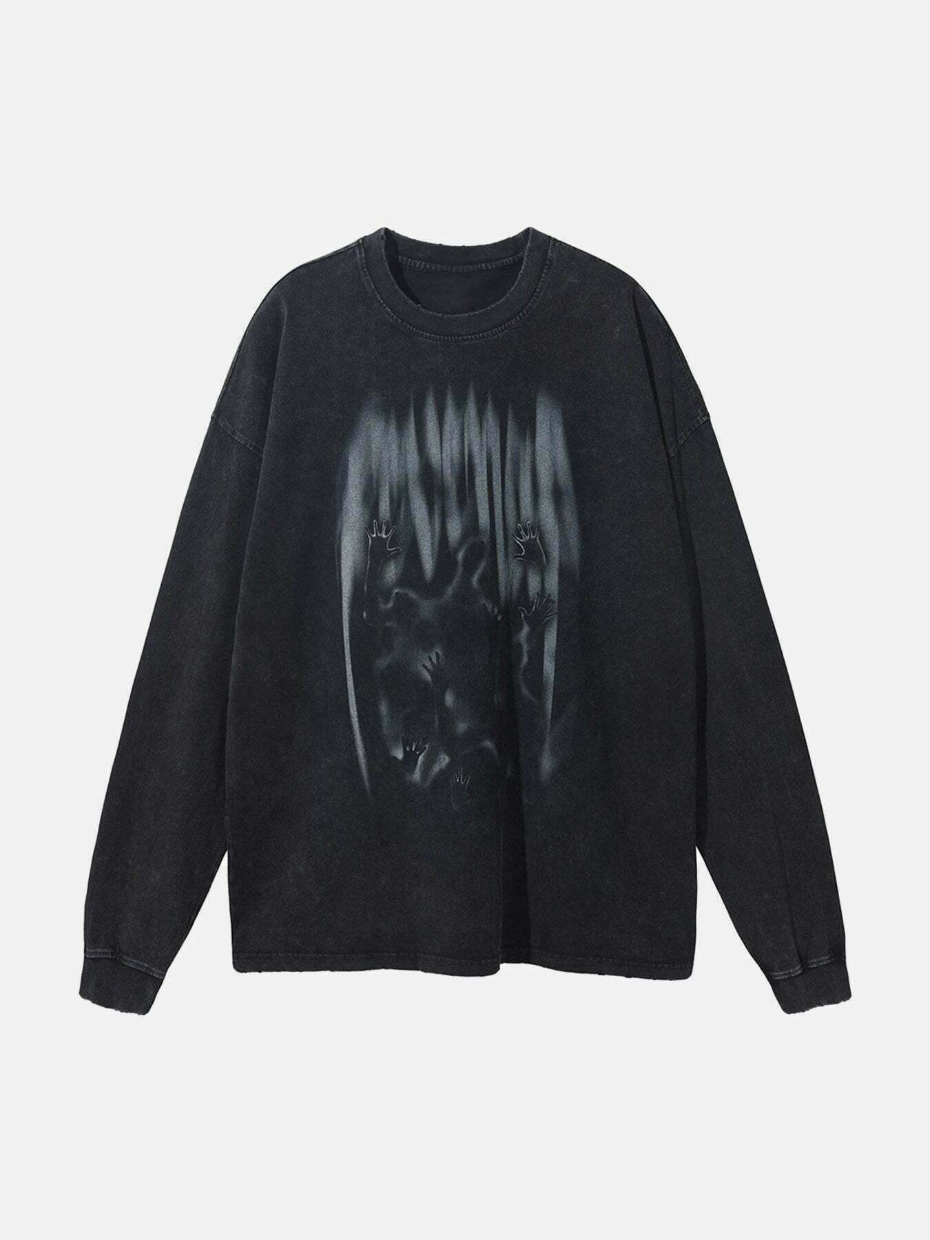 Vintage Washed Cotton Crew Neck Sweatshirt for Gen Z Streetwear Fans