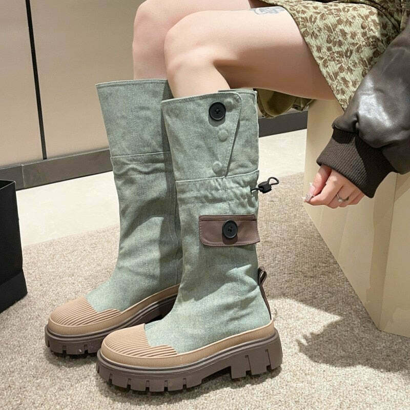 Vintage Western Style Boots for Gen Z: K-POP Streetwear & Y2K Fashion