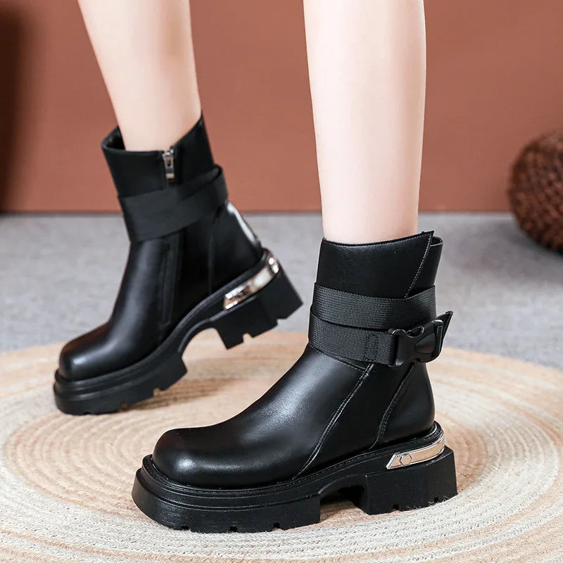 Vogue Voyager Chunky Platform Boots for Gen Z K-POP Streetwear