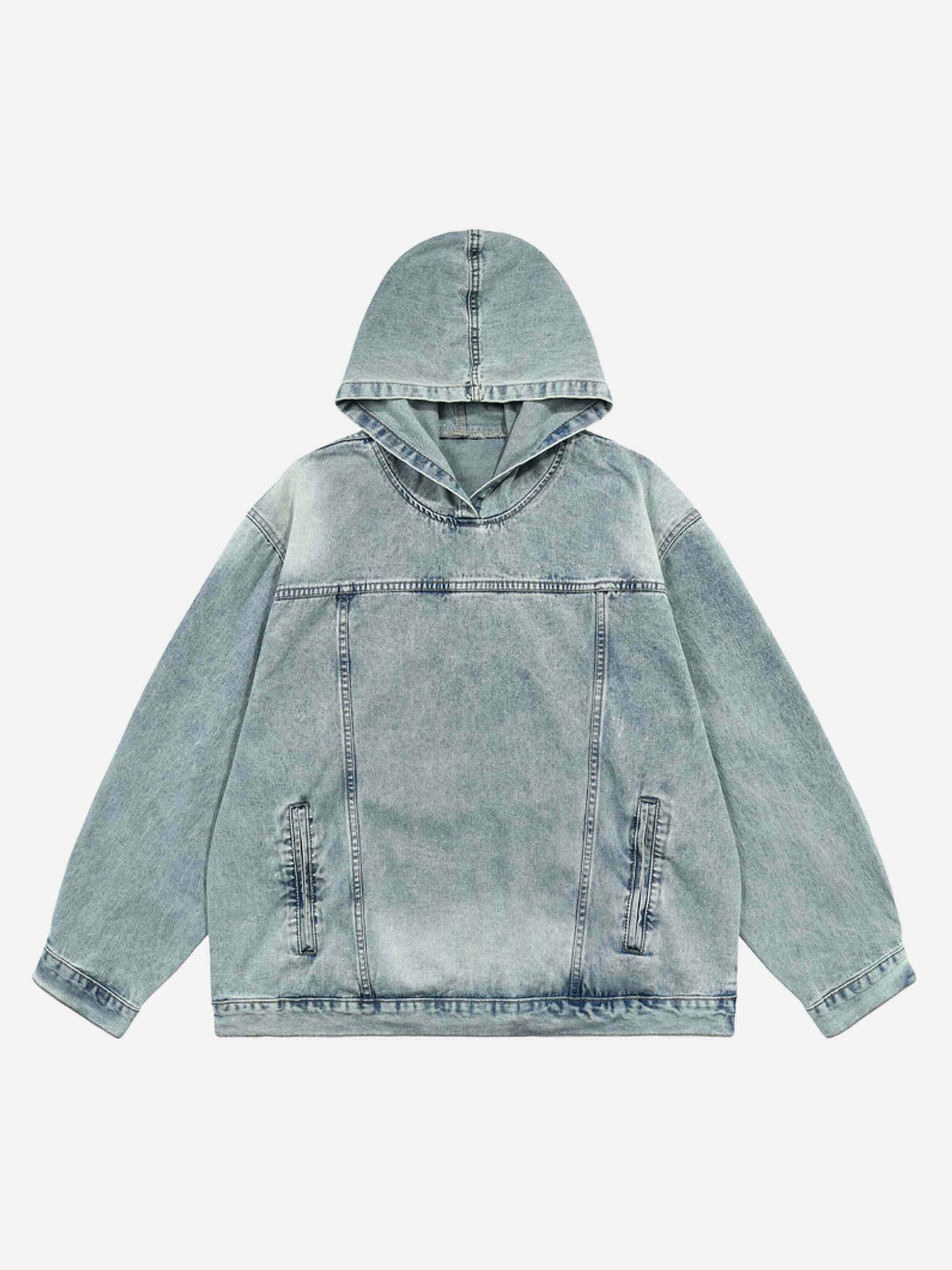 Washed Denim Hoodie for Gen Z: Streetwear Style 1464