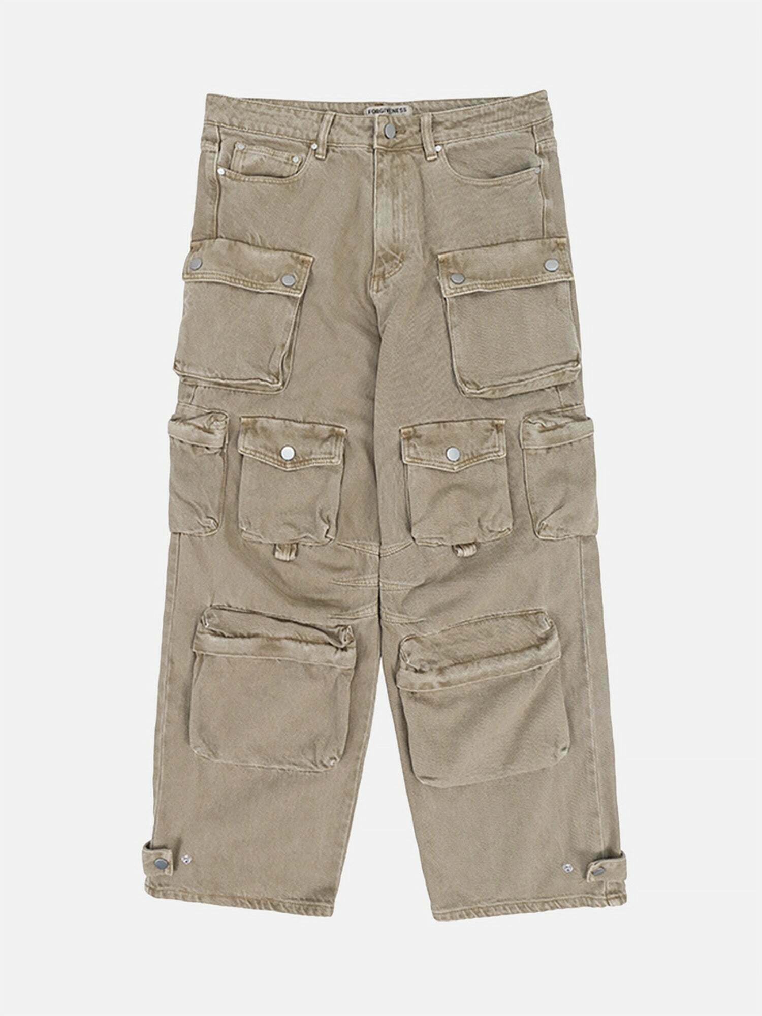 Washed Distressed Cargo Trousers: Gen Z Streetwear Fashion - Y2K Style