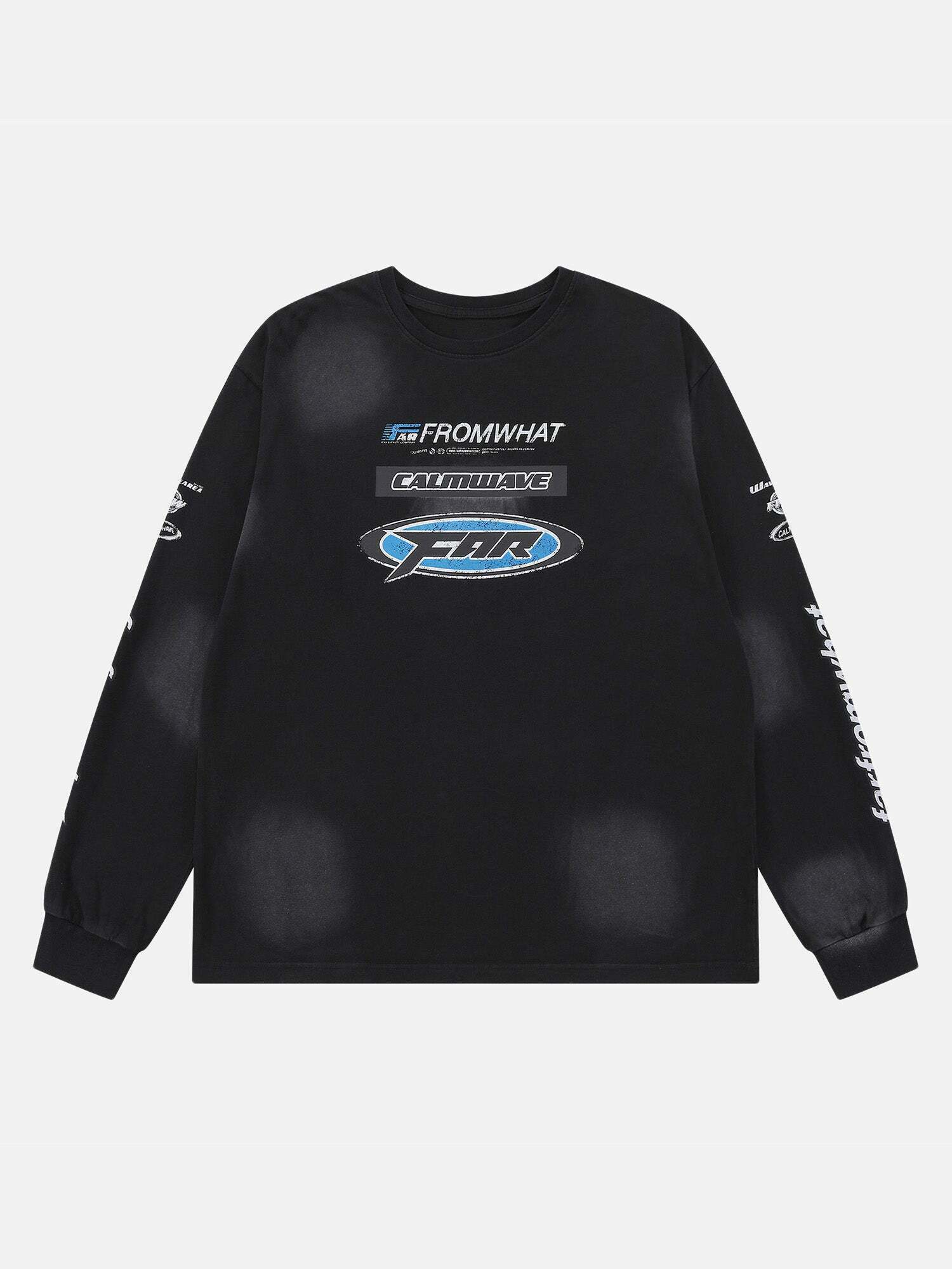 Washed & Distressed Long Sleeve Streetwear Sweatshirt for Gen Z and K-POP Fashion