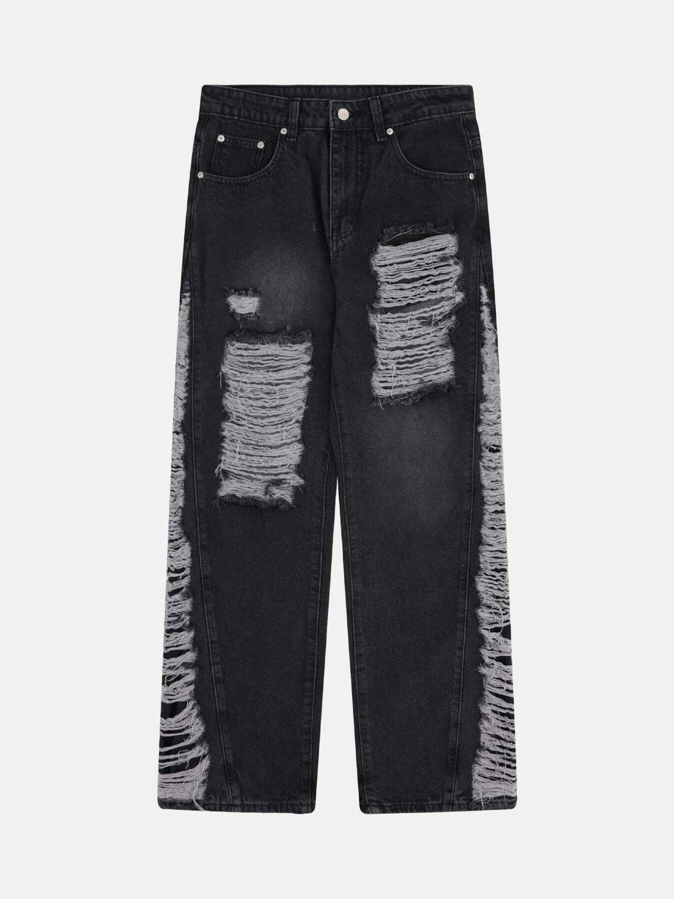 Washed Distressed Ripped Jeans: Gen Z K-POP Streetwear Y2K Style