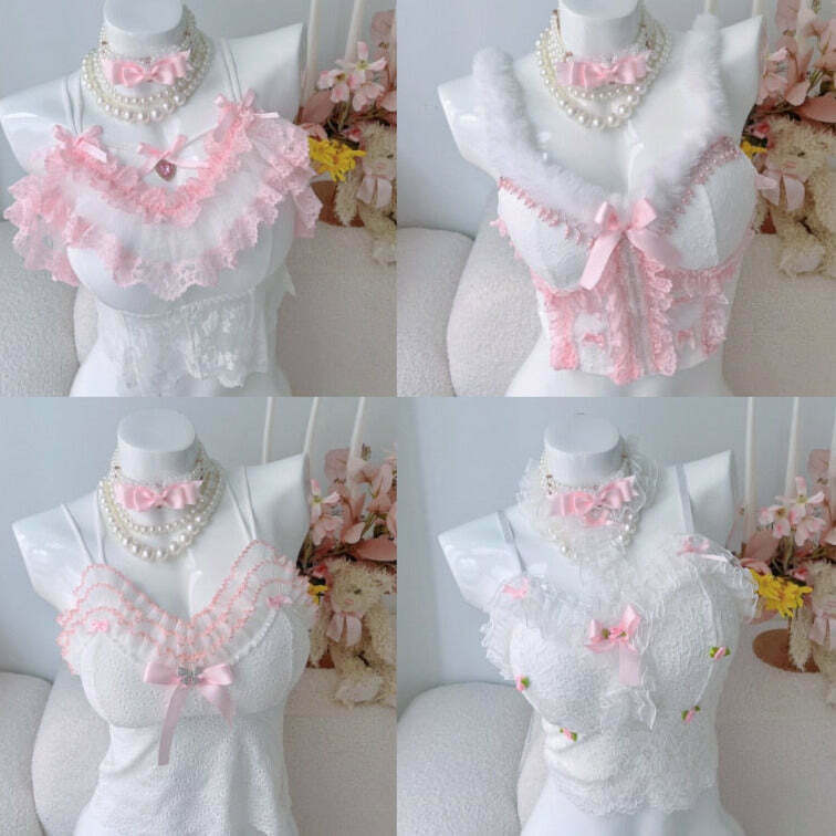 Whipped Cream & Strawberry Cupcake Fairycore Top with Choker Set