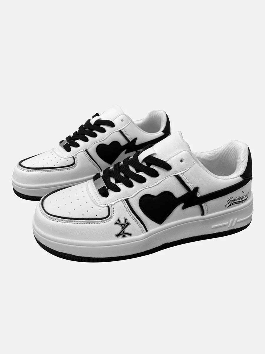 White Skate Sneakers: Trendy Gen Z K-POP Streetwear for Y2K Style