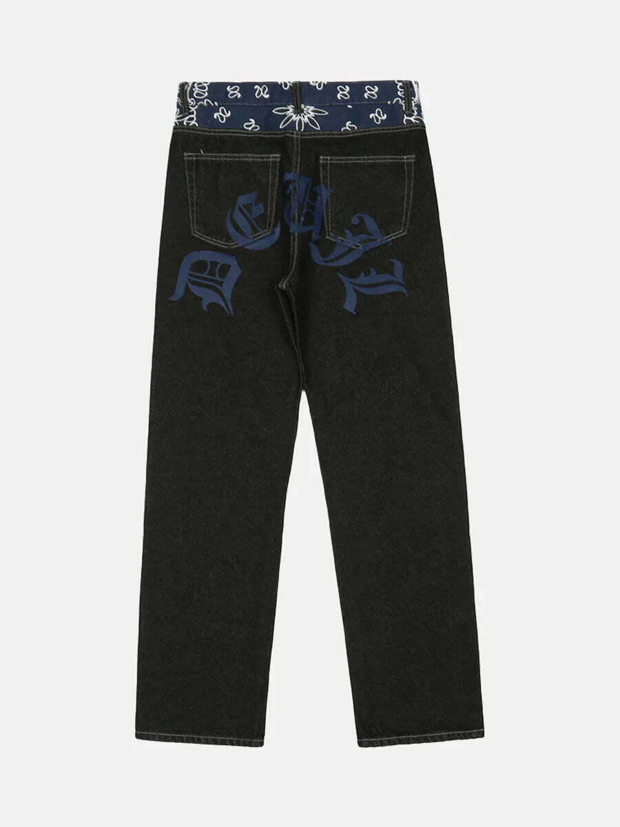 Y2K Petal Letter Streetwear Jeans for Gen Z Fashion