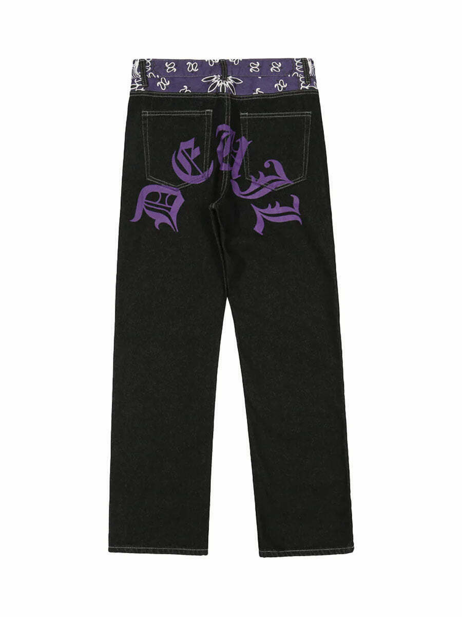 Y2K Petal Letter Streetwear Jeans for Gen Z Fashion