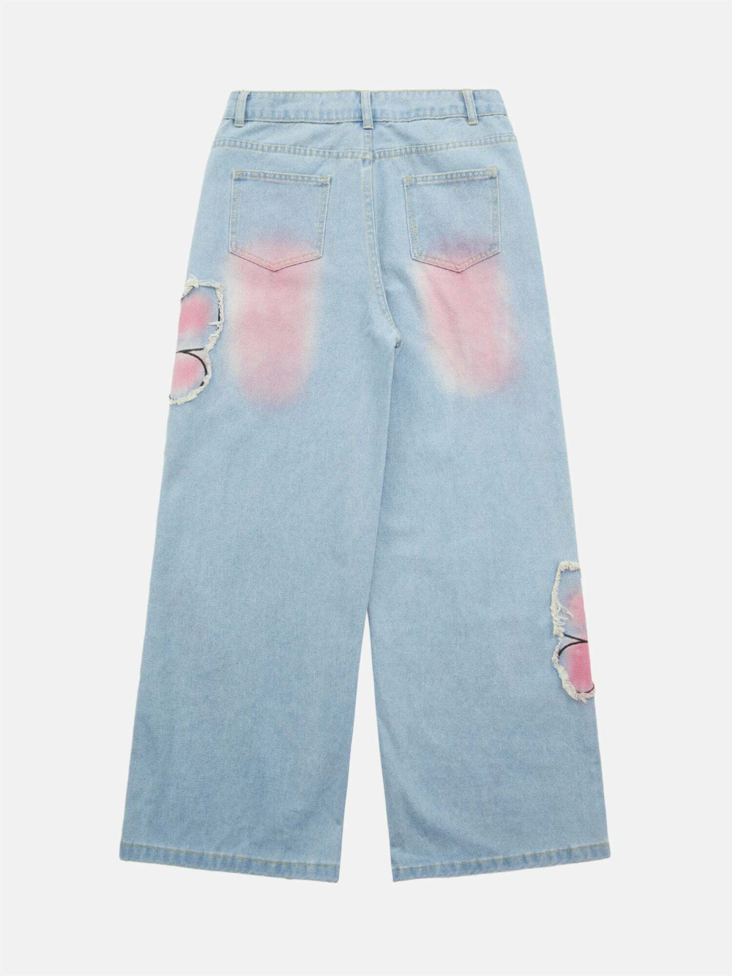 Y2K Style Butterfly Embroidered Tie-Dye Jeans for Gen Z Fashionistas