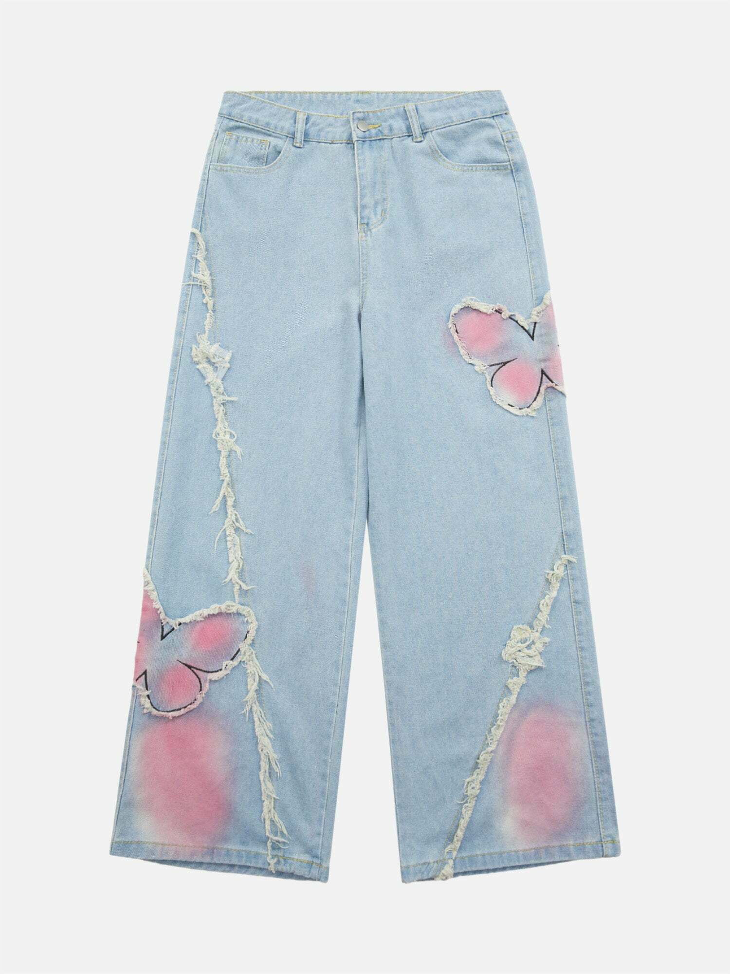 Y2K Style Butterfly Embroidered Tie-Dye Jeans for Gen Z Fashionistas