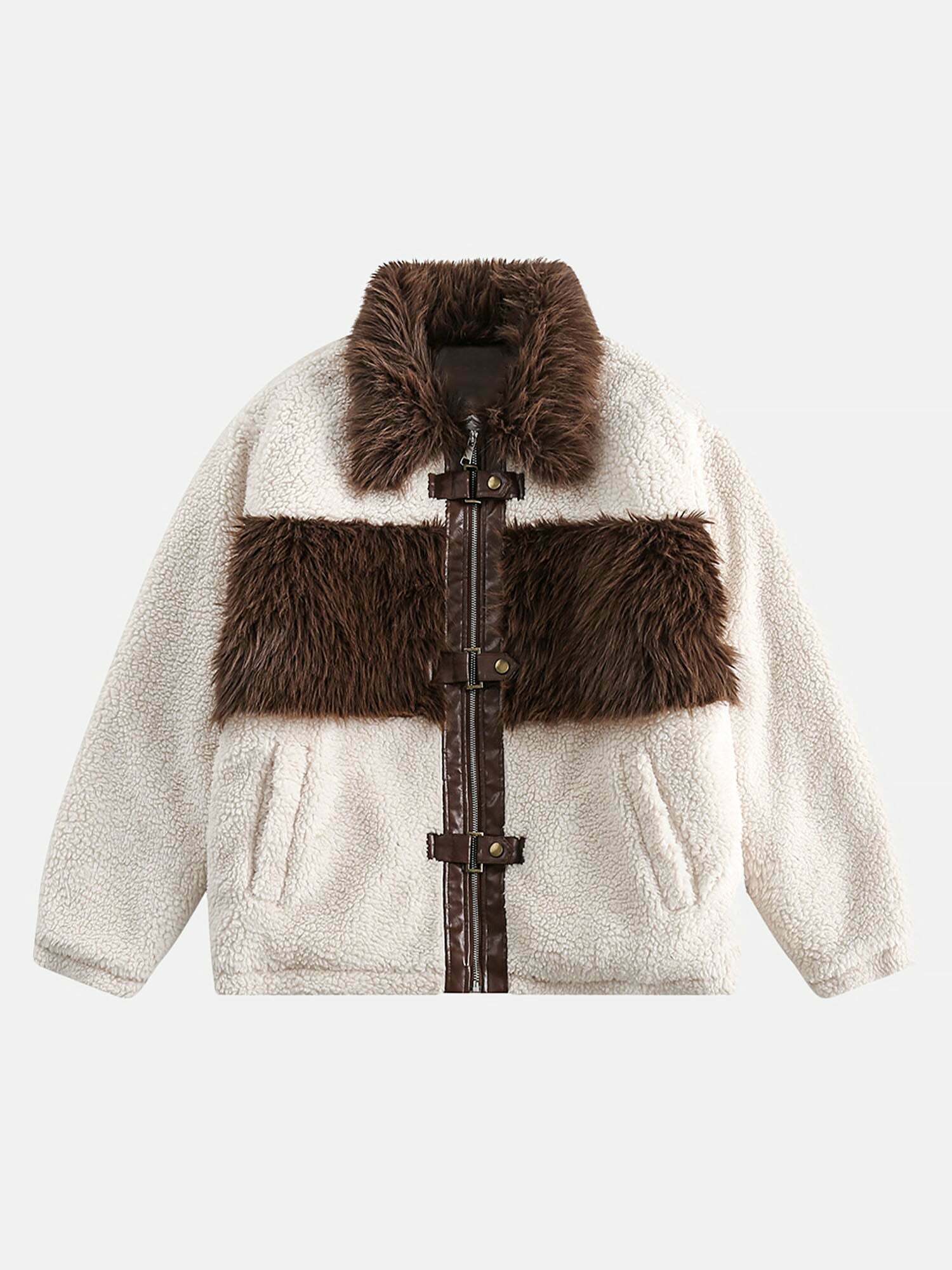 Y2K Style Fur Collar Padded Cotton Jacket for Gen Z Streetwear