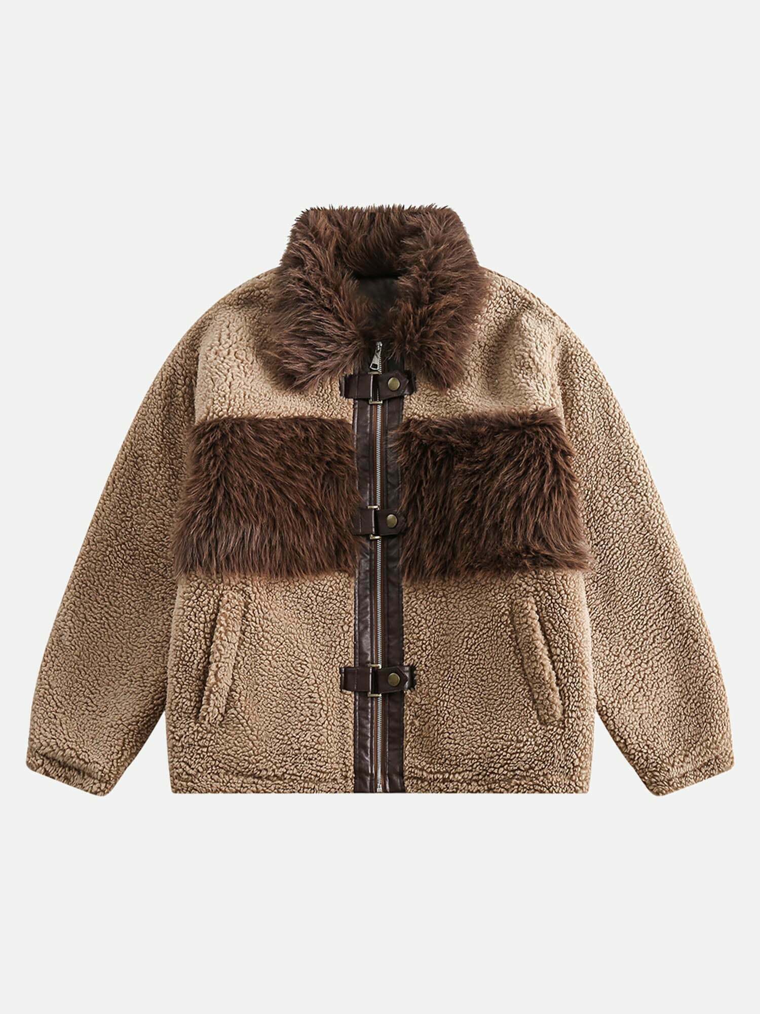 Y2K Style Fur Collar Padded Cotton Jacket for Gen Z Streetwear