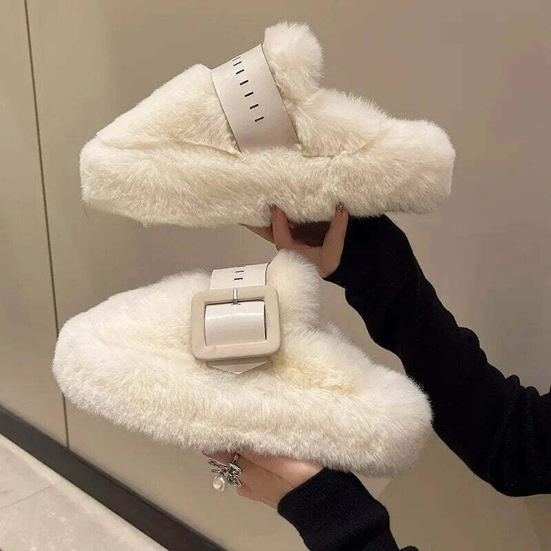 Y2K Style Fuzzy Slippers for Gen Z Fashionistas