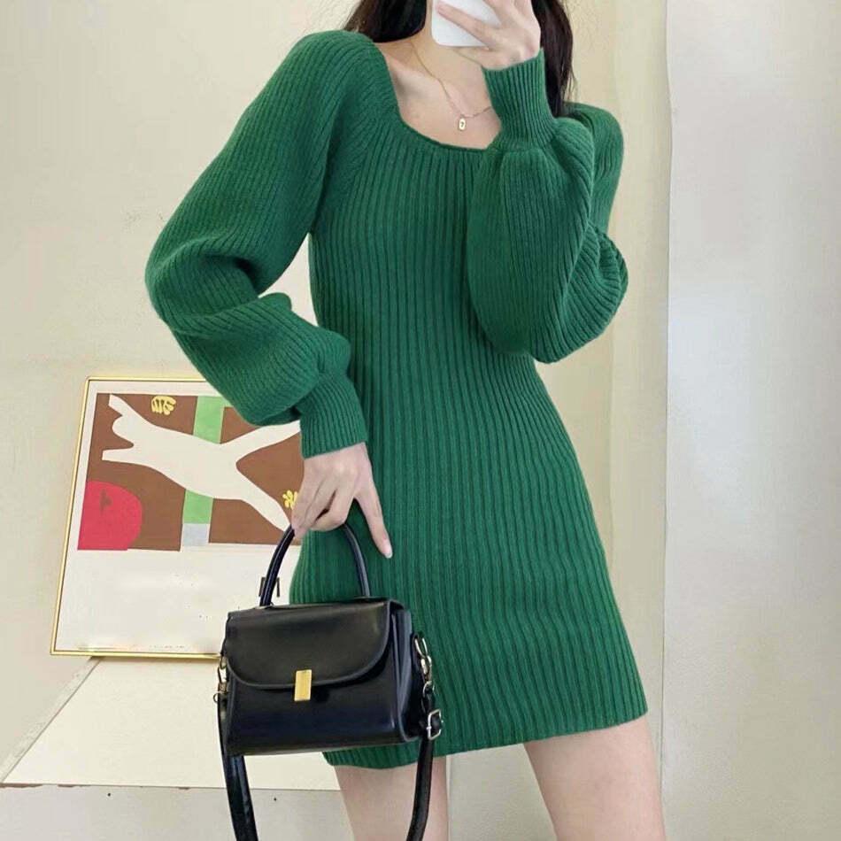 Y2K Style Knit Sweater Dress for Gen Z Fashionistas