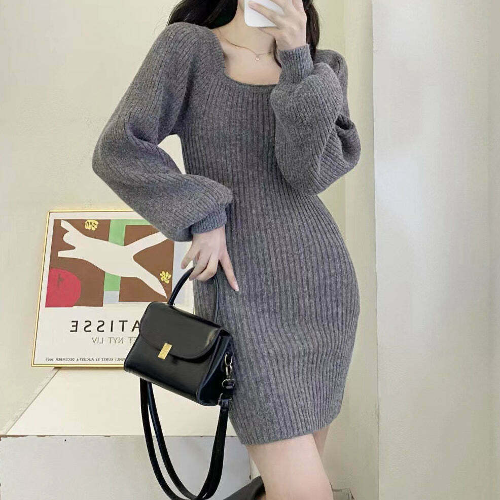 Y2K Style Knit Sweater Dress for Gen Z Fashionistas