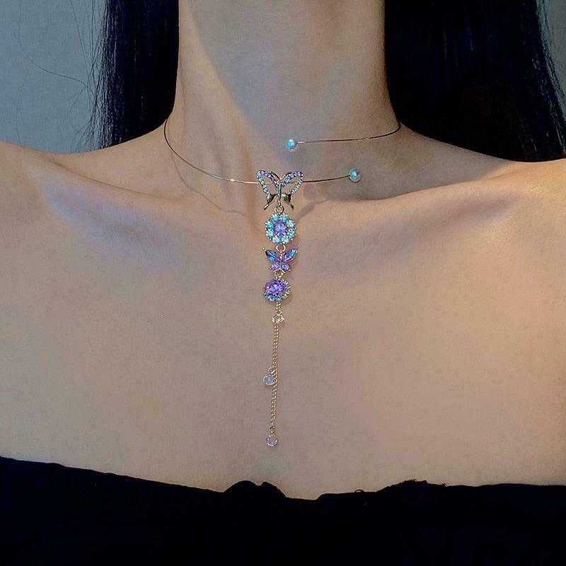 Y2K Waterfall Butterfly Choker for Gen Z K-POP Streetwear Fashion