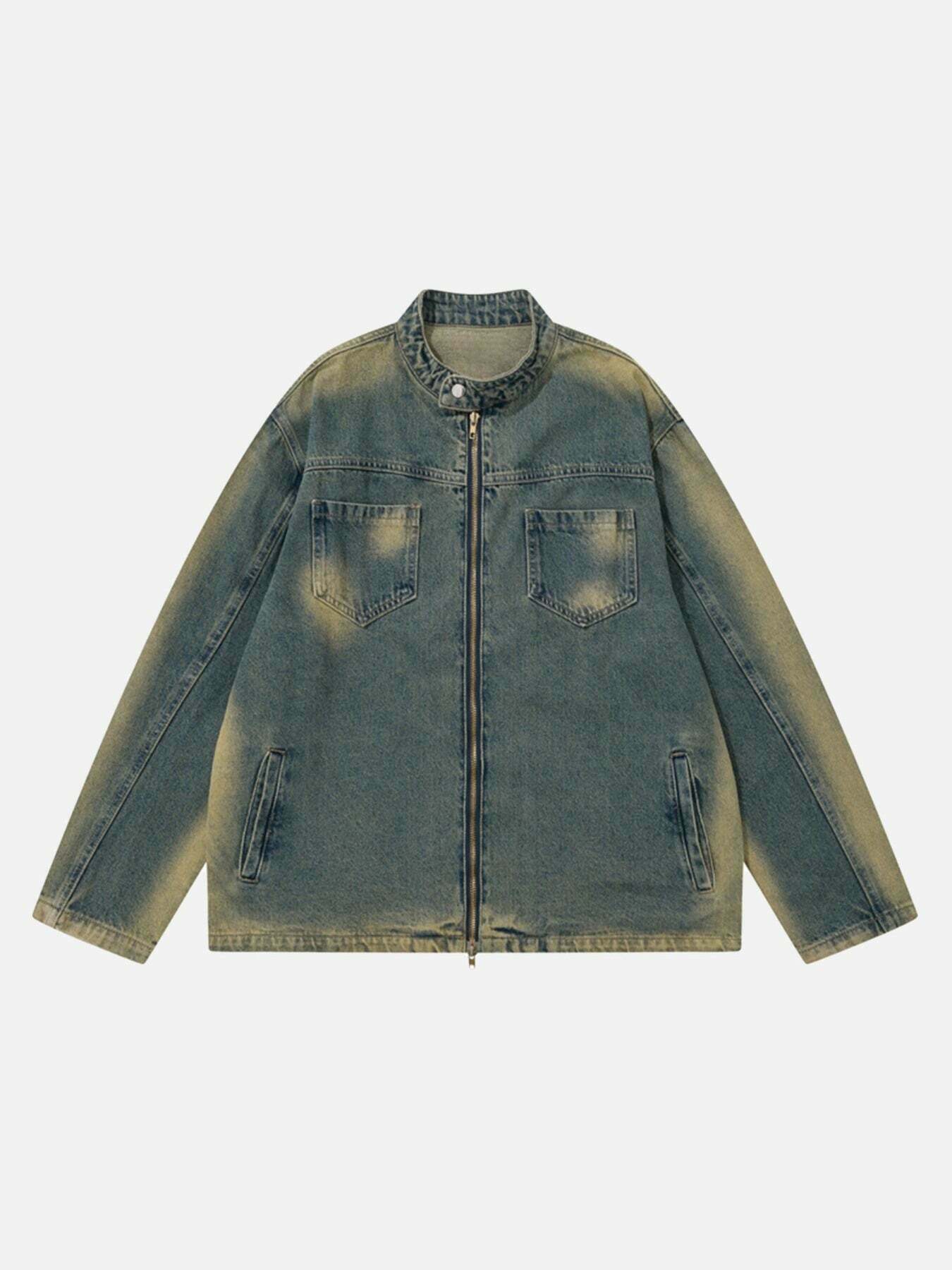 Yellow Clay Airbrushed Denim Jacket for Gen Z Fashion - Y2K Streetwear