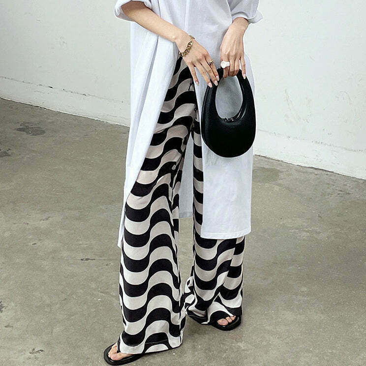 Zebra Print Striped Wide-Leg Pants for Gen Z Fashionistas