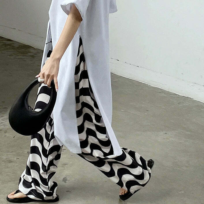 Zebra Print Striped Wide-Leg Pants for Gen Z Fashionistas